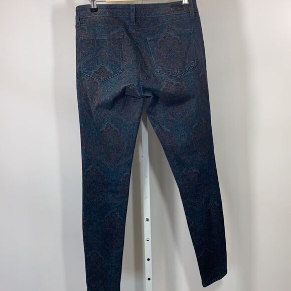 PAIGE Women’s Verdugo Ultra Skinny Paisley Print Denim Jeans Blue/Brown Size 27 - Picture 8 of 12